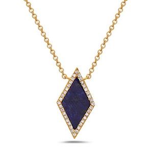 Women’s 14KY Diamond and Lapis Geometric Necklace